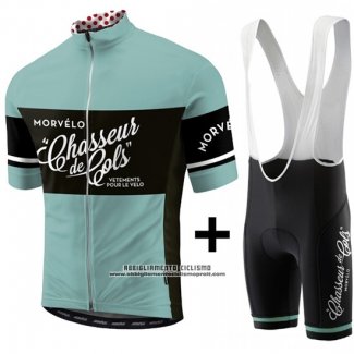 2018 Abbigliamento Ciclismo Morvelo Verde e Nero Manica Corta e Salopette