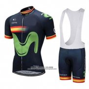 2018 Abbigliamento Ciclismo Movistar Campione Spagna Manica Corta e Salopette