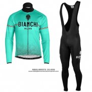 2019 Abbigliamento Ciclismo Bianchi Milano XD Blu Grigio Manica Lunga e Salopette