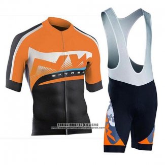 2019 Abbigliamento Ciclismo Northwave Arancione Argentato Nero Manica Corta e Salopette