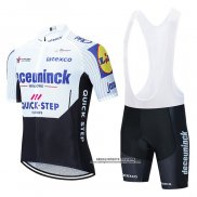 2020 Abbigliamento Ciclismo Deceuninck Quick Step Bianco Nero Manica Corta e Salopette