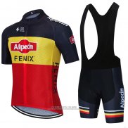 2021 Abbigliamento Ciclismo Alpecin Fenix Nero Giallo Rosso Manica Corta e Salopette