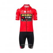 2021 Abbigliamento Ciclismo Jumbo Visma Rosso Manica Corta e Salopette