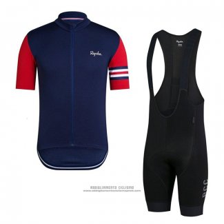 2021 Abbigliamento Ciclismo Rapha Spento Blu Rosso Manica Corta e Salopette