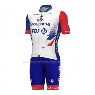 2022 Abbigliamento Ciclismo Groupama FDJ Rosso Blu Manica Corta e Salopette