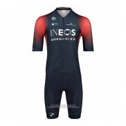 2022 Abbigliamento Ciclismo Ineos Grenadiers Rosso Blu Manica Corta e Salopette