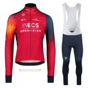 2023 Abbigliamento Ciclismo Ineos Grenadiers Rosso Manica Lunga e Salopette