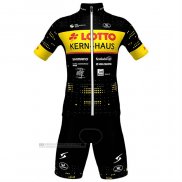 2023 Abbigliamento Ciclismo Lotto-Kern Haus Nero Giallo Manica Corta e Salopette