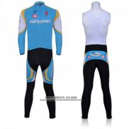 2011 Abbigliamento Ciclismo Astana Celeste Manica Lunga e Salopette