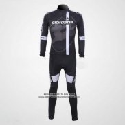 2011 Abbigliamento Ciclismo Giordana Nero e Bianco Manica Lunga e Salopette