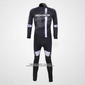 2011 Abbigliamento Ciclismo Giordana Nero e Bianco Manica Lunga e Salopette