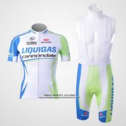 2011 Abbigliamento Ciclismo Liquigas Cannondale Bianco e Verde Manica Corta e Salopette