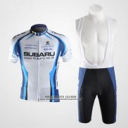 2011 Abbigliamento Ciclismo Subaru Celeste e Bianco Manica Corta e Salopette