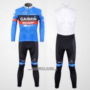 2012 Abbigliamento Ciclismo Garmin Sharp Celeste Manica Lunga e Salopette