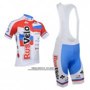 2013 Abbigliamento Ciclismo Rusvelo Bianco e Rosso Manica Corta e Salopette