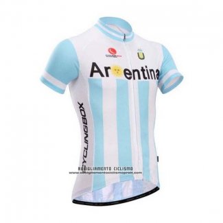 2014 Abbigliamento Ciclismo Fox Cyclingbox Bianco e Celeste Manica Corta e Salopette