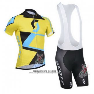 2014 Abbigliamento Ciclismo Scott Nero e Giallo Manica Corta e Salopette