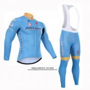 2015 Abbigliamento Ciclismo Astana Azzurro Manica Lunga e Salopette