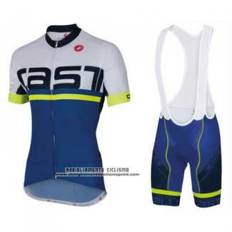 2016 Abbigliamento Ciclismo Castelli Blu Bianco Manica Corta e Salopette