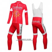 2016 Abbigliamento Ciclismo Cofidis Bianco e Rosso Manica Lunga e Salopette