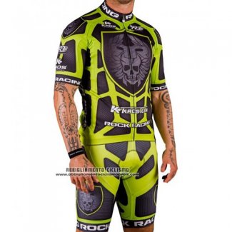 2016 Abbigliamento Ciclismo Rock Racing Verde e Marrone Manica Corta e Salopette