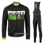 2016 Abbigliamento Ciclismo Scott Verde e Nero Manica Lunga e Salopette