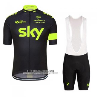 2016 Abbigliamento Ciclismo Sky Verde e Nero Manica Corta e Salopette