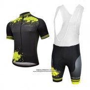 2017 Abbigliamento Ciclismo Aquadro Splash Nero e Giallo Manica Corta e Salopette