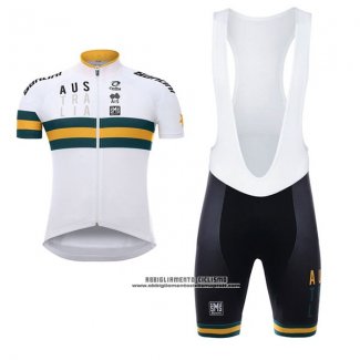 2017 Abbigliamento Ciclismo Australia Bianco e Giallo Manica Corta e Salopette