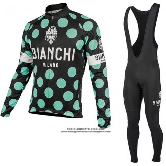 2017 Abbigliamento Ciclismo Bianchi Milano Ml Nero e Verde Manica Lunga e Salopette