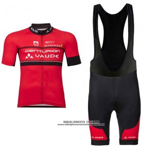 2017 Abbigliamento Ciclismo Donne Vaude Rosso Manica Corta e Salopette