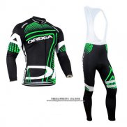 2017 Abbigliamento Ciclismo Orbea Verde e Nero Manica Lunga e Salopette