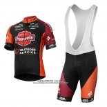 2017 Abbigliamento Ciclismo Pauwels Sauzen Vastgoedservice Nero e Arancione Manica Corta e Salopette