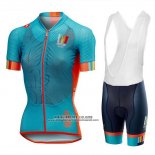 2018 Abbigliamento Ciclismo Donne Castelli Maratona Dles Dolomites-Enel Blu Arancione Manica Corta e Salopette