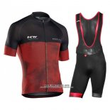 2018 Abbigliamento Ciclismo Northwave Nero Rosso Manica Corta e Salopette