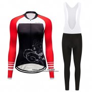 2019 Abbigliamento Ciclismo Donne Dirty Snow Rosso Bianco Nero Manica Lunga e Salopette