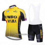 2019 Abbigliamento Ciclismo Jumbo Visma Giallo Nero Manica Corta e Salopette