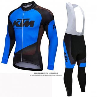 2019 Abbigliamento Ciclismo KTM Nero Blu Manica Lunga e Salopette