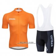 2019 Abbigliamento Ciclismo STRAVA Arancione Bianco Manica Corta e Salopette