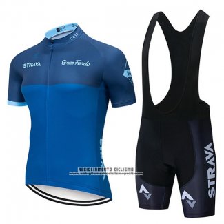 2019 Abbigliamento Ciclismo STRAVA Blu Manica Corta e Salopette