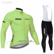 2019 Abbigliamento Ciclismo STRAVA Chiaro Verde Manica Lunga e Salopette