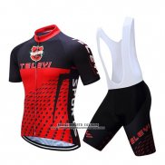 2019 Abbigliamento Ciclismo Teleyi Bike Rosso Nero Manica Corta e Salopette