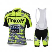 2019 Abbigliamento Ciclismo Tinkoff Saxo Bank Giallo Verde Nero Manica Corta e Salopette