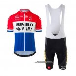 2020 Abbigliamento Ciclismo Jumbo Visma Rosso Bianco Blu Manica Corta e Salopette