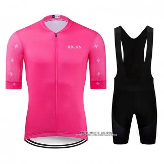 2020 Abbigliamento Ciclismo NDLSS Rosa Manica Corta e Salopette