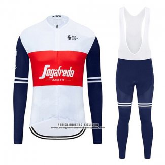 2020 Abbigliamento Ciclismo Segafredo Zanetti Bianco Rosso Manica Lunga e Salopette