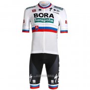 2021 Abbigliamento Ciclismo Bora Campione Belgio Bianco Manica Corta e Salopette