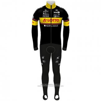 2021 Abbigliamento Ciclismo Lotto-Kern Haus Nero Giallo Manica Lunga e Salopette