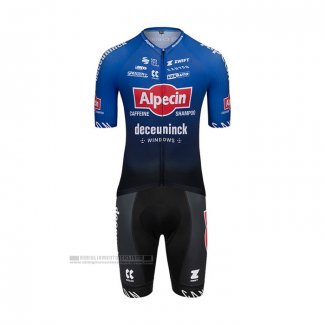 2022 Abbigliamento Ciclismo Alpecin Deceuninck Nero Blu Manica Corta e Salopette