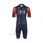 2022 Abbigliamento Ciclismo Ineos Grenadiers Scuro Blu Rosso Manica Corta e Salopette